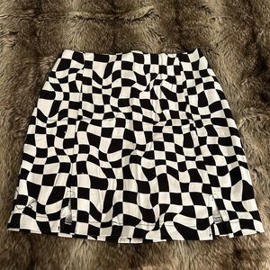Black and white square mini skirt